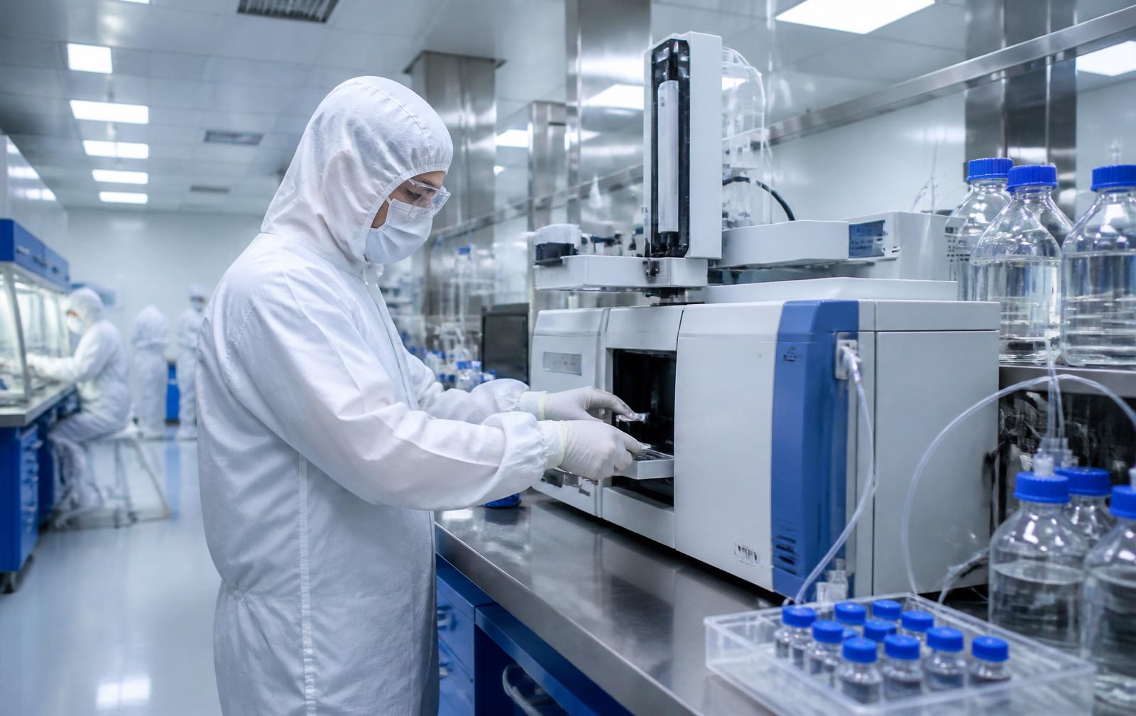 Laboratório de análise em sala limpa